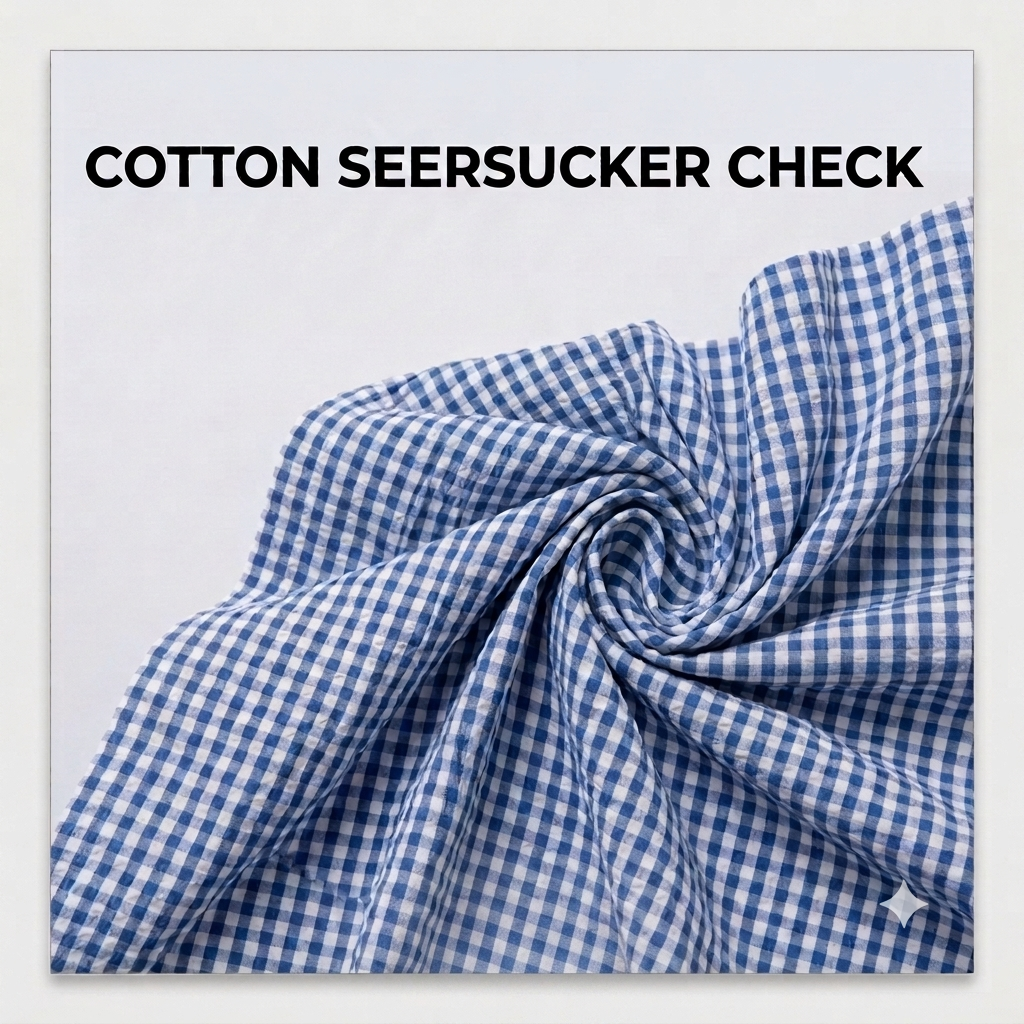 Cotton Seersucker Check Fabric