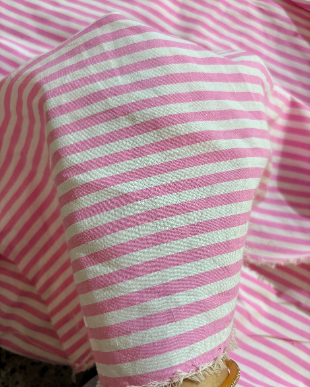 Pink & White Strip Fabric FBS00034