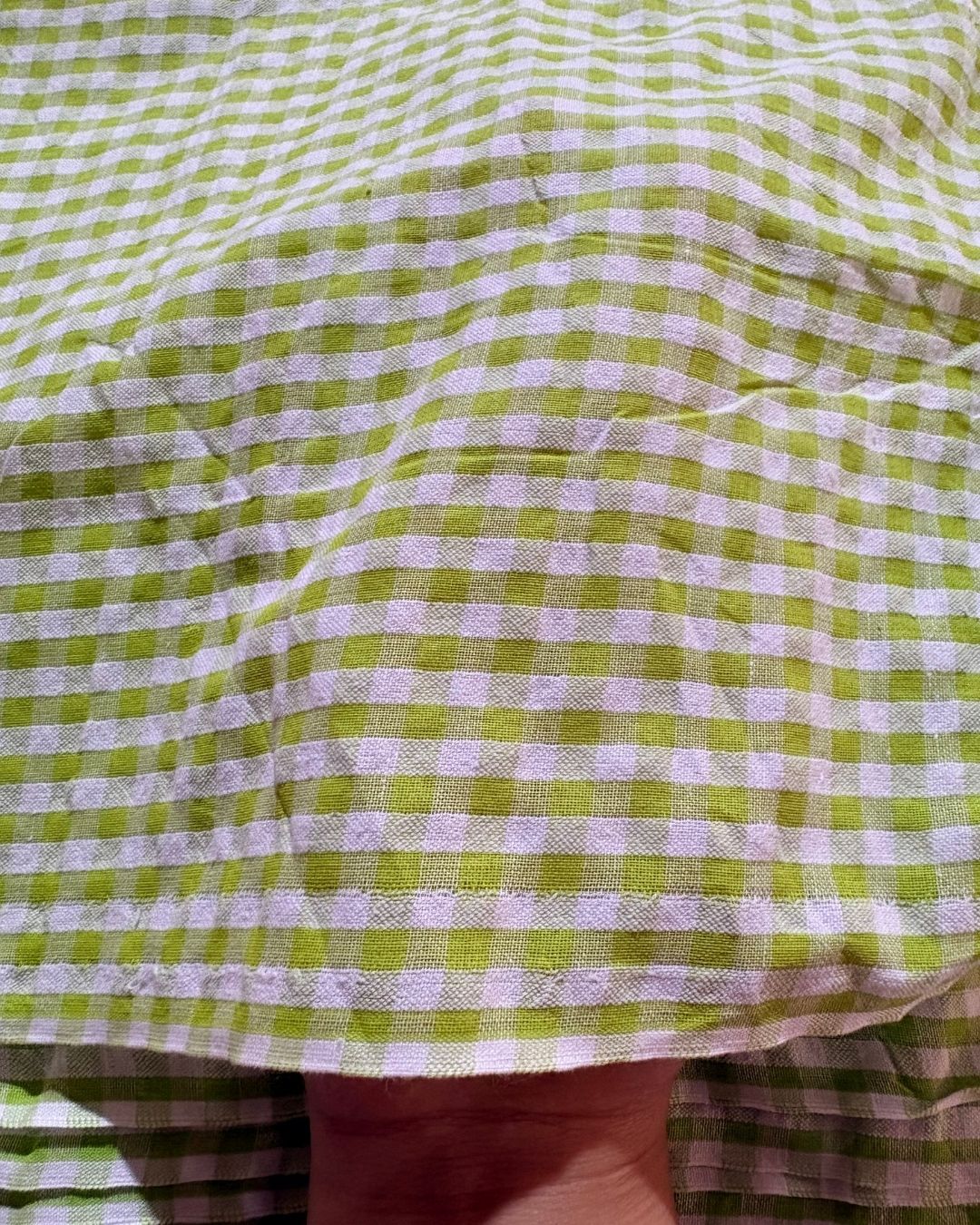 Green & White Check Fabric FBS0004