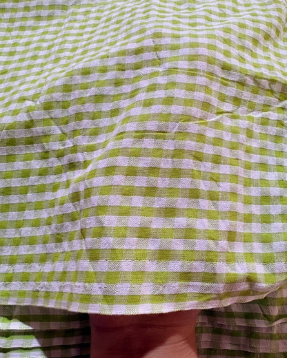 Green & White Check Fabric FBS0004