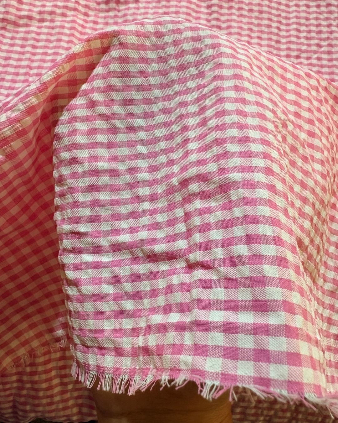 Pink & White Check Fabric FBS0007