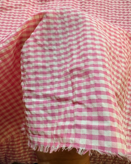 Pink & White Check Fabric FBS0007