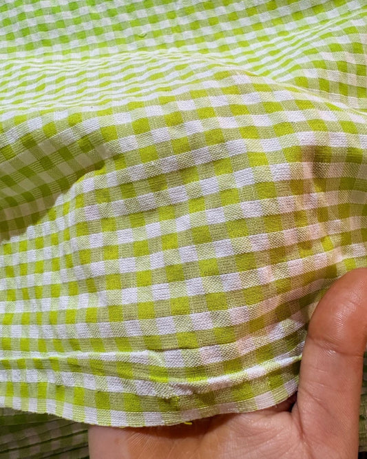 Light Green & White Check Fabric FBS0008