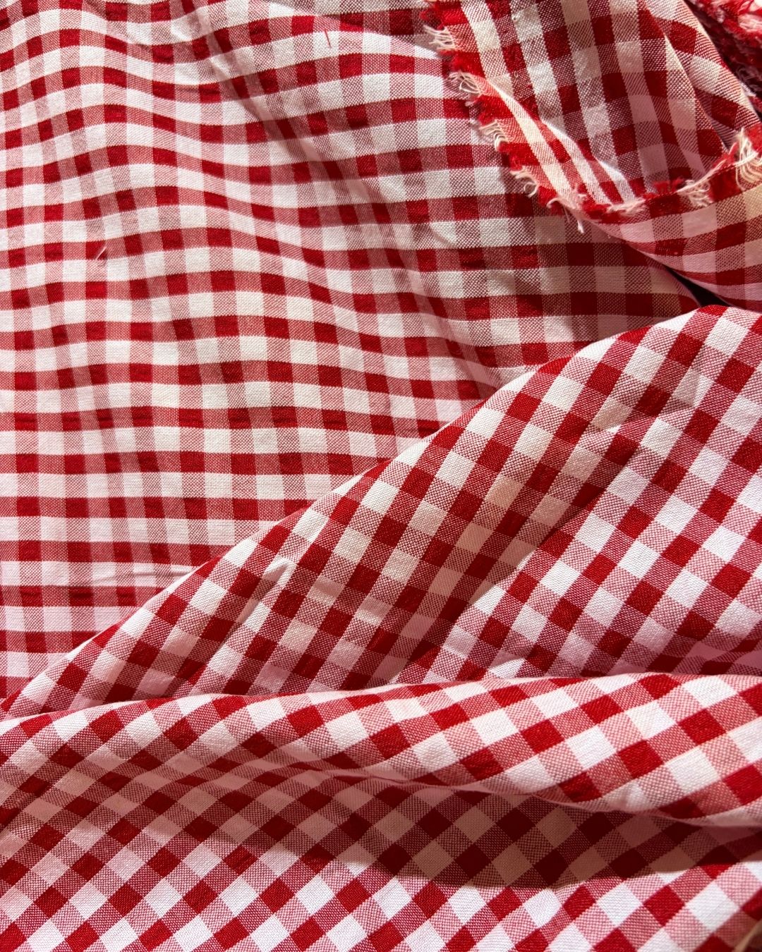 Red & White Check Fabric FBS0009