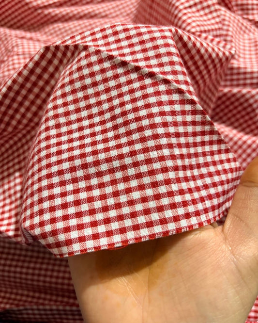 Red & White Gingham Check Fabric FBS0001