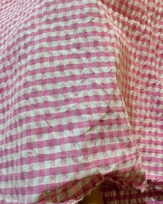 Pink & White Check Fabric FBS00011