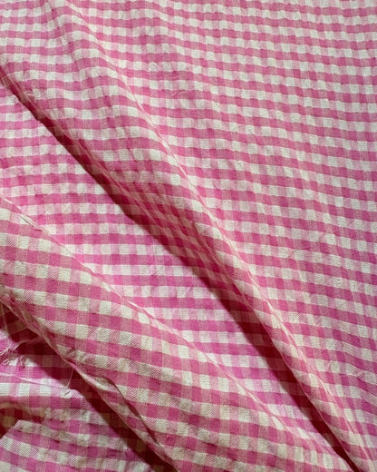 Pink & White Check Fabric FBS00011