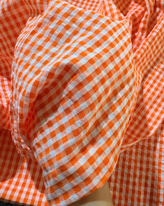 Orange & White Check Fabric FBS00012