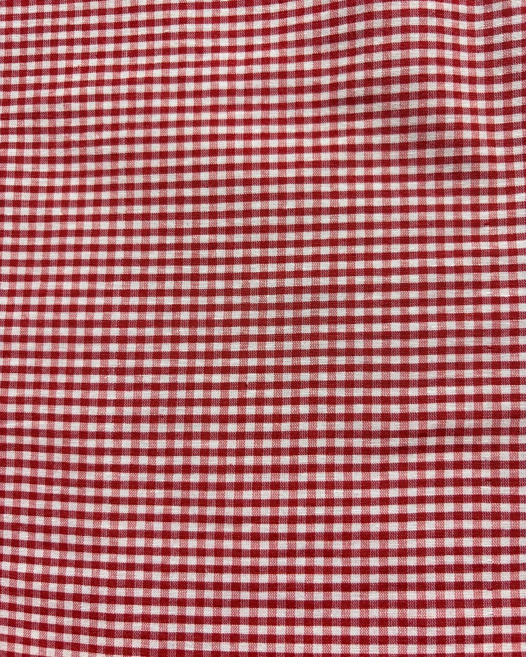 Red & White Gingham Check Fabric FBS0001