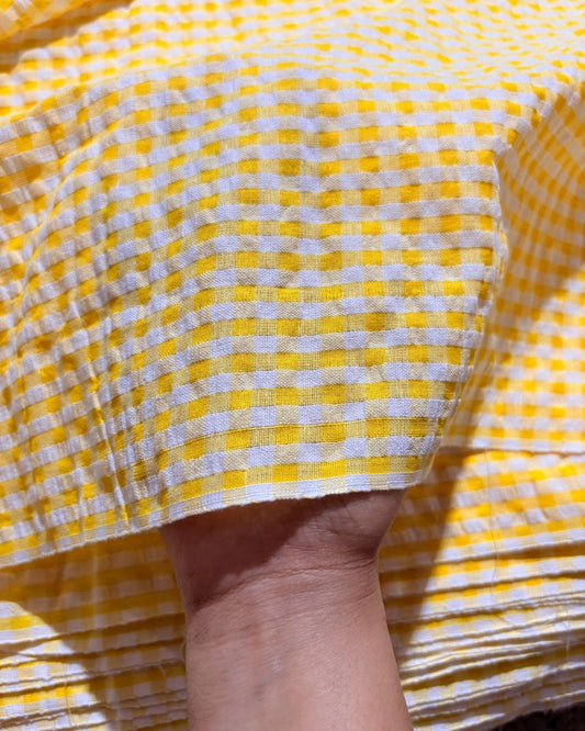 Yellow & White Check Fabric FBS0003