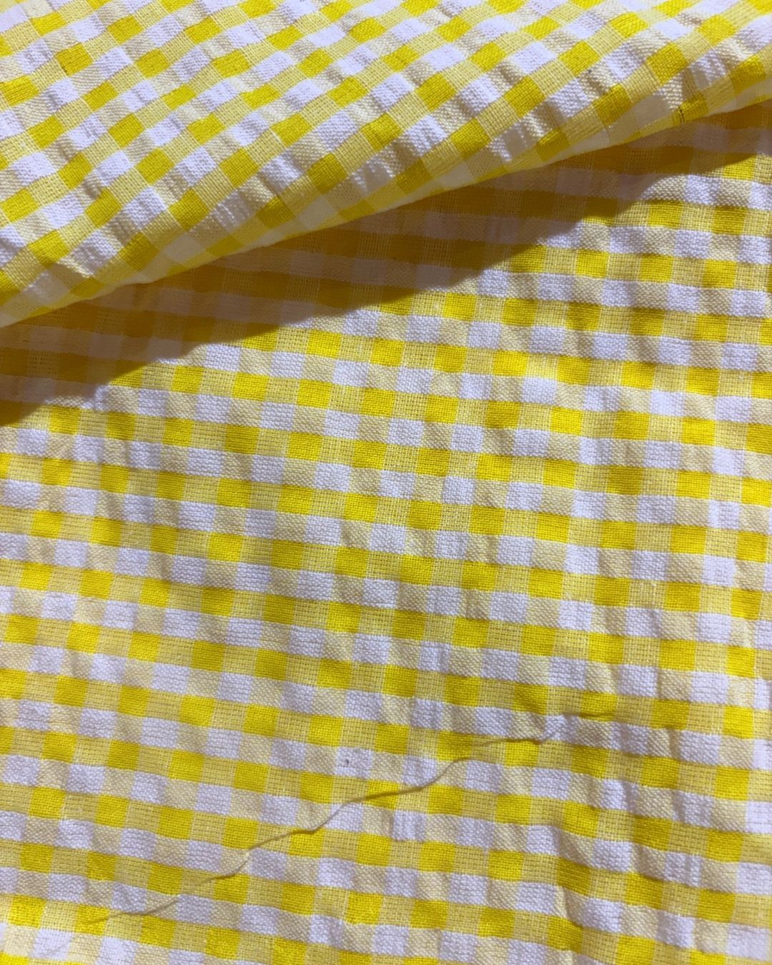 Yellow & White Check Fabric FBS0003