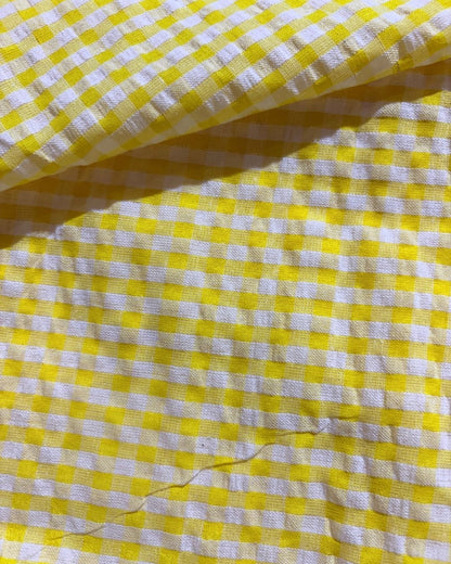 Yellow & White Check Fabric FBS0003