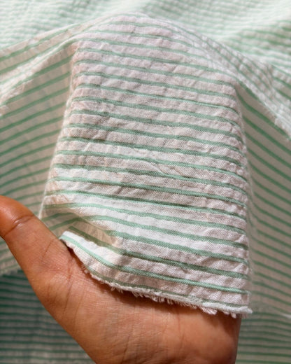 Green & White Strip Fabric FBS00032