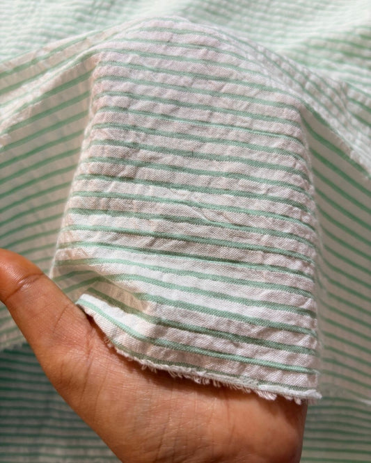Green & White Strip Fabric FBS00032